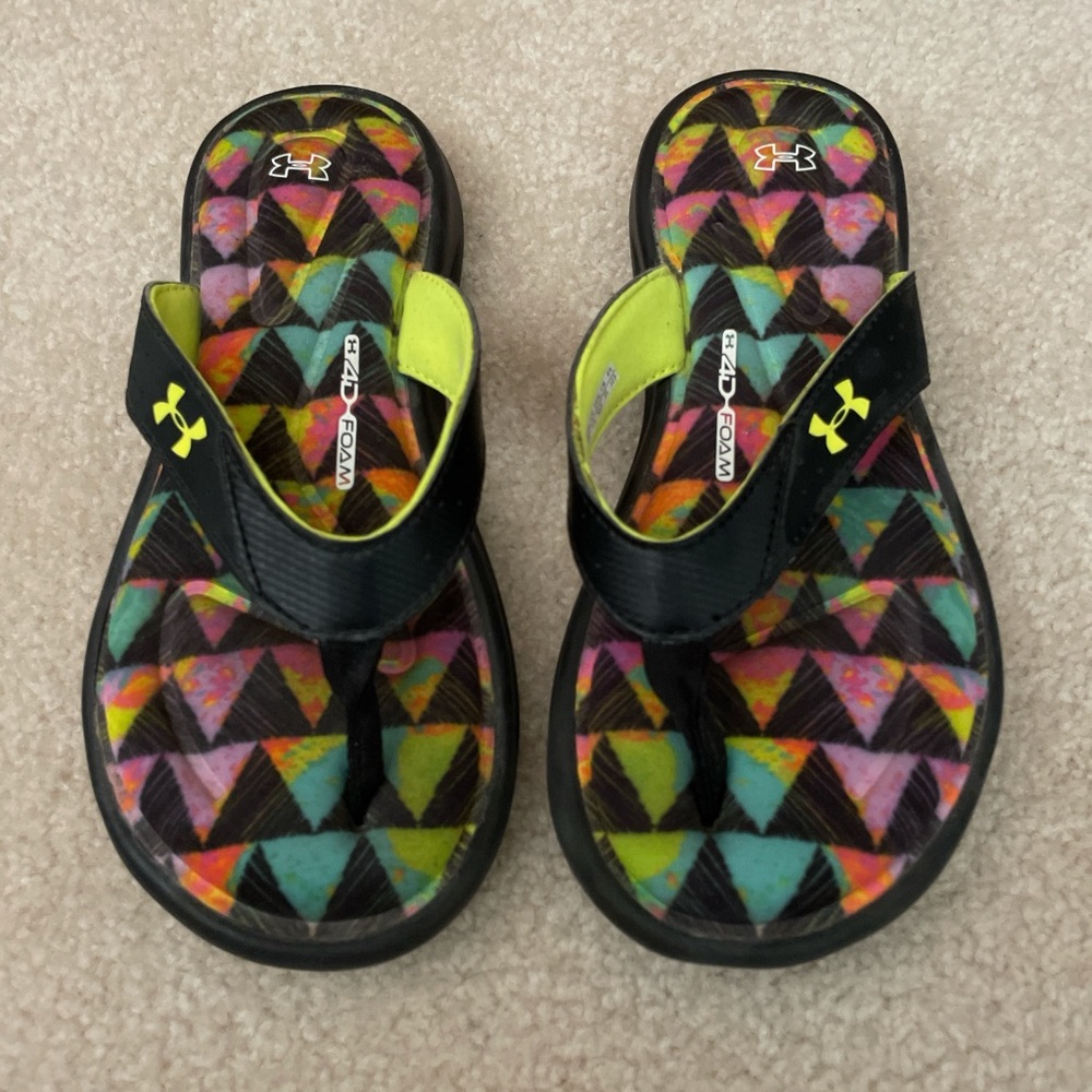 Under Armour Black and Yellow Sandals Vibrant Design